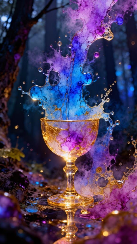 Cosmic Potion Bottle with Aurora Splash Art