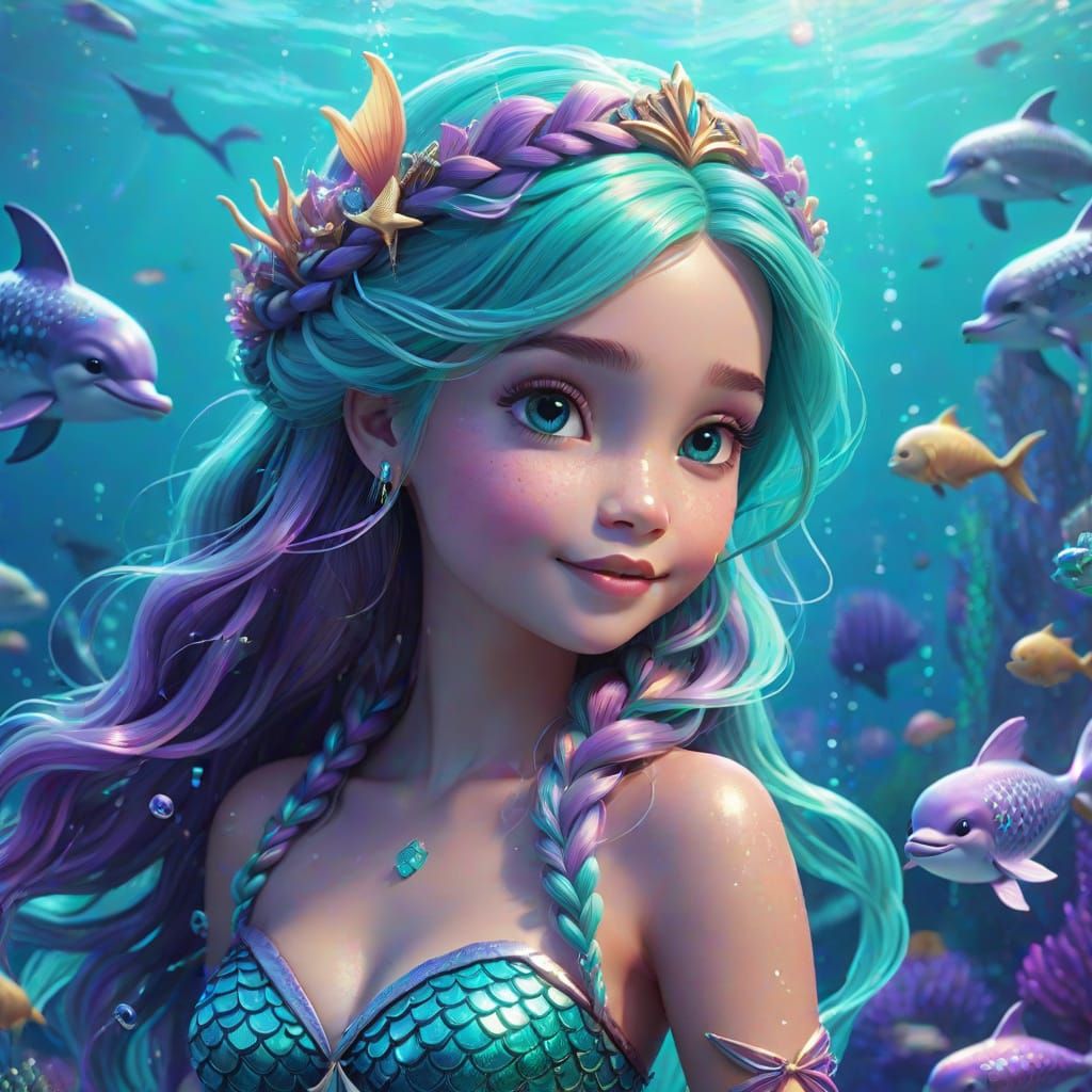 Mermaid Princess Plays Under the Sea