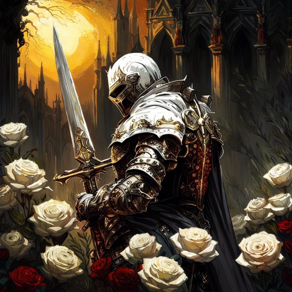 Gothic Knight Templar in Sunlight With Sword