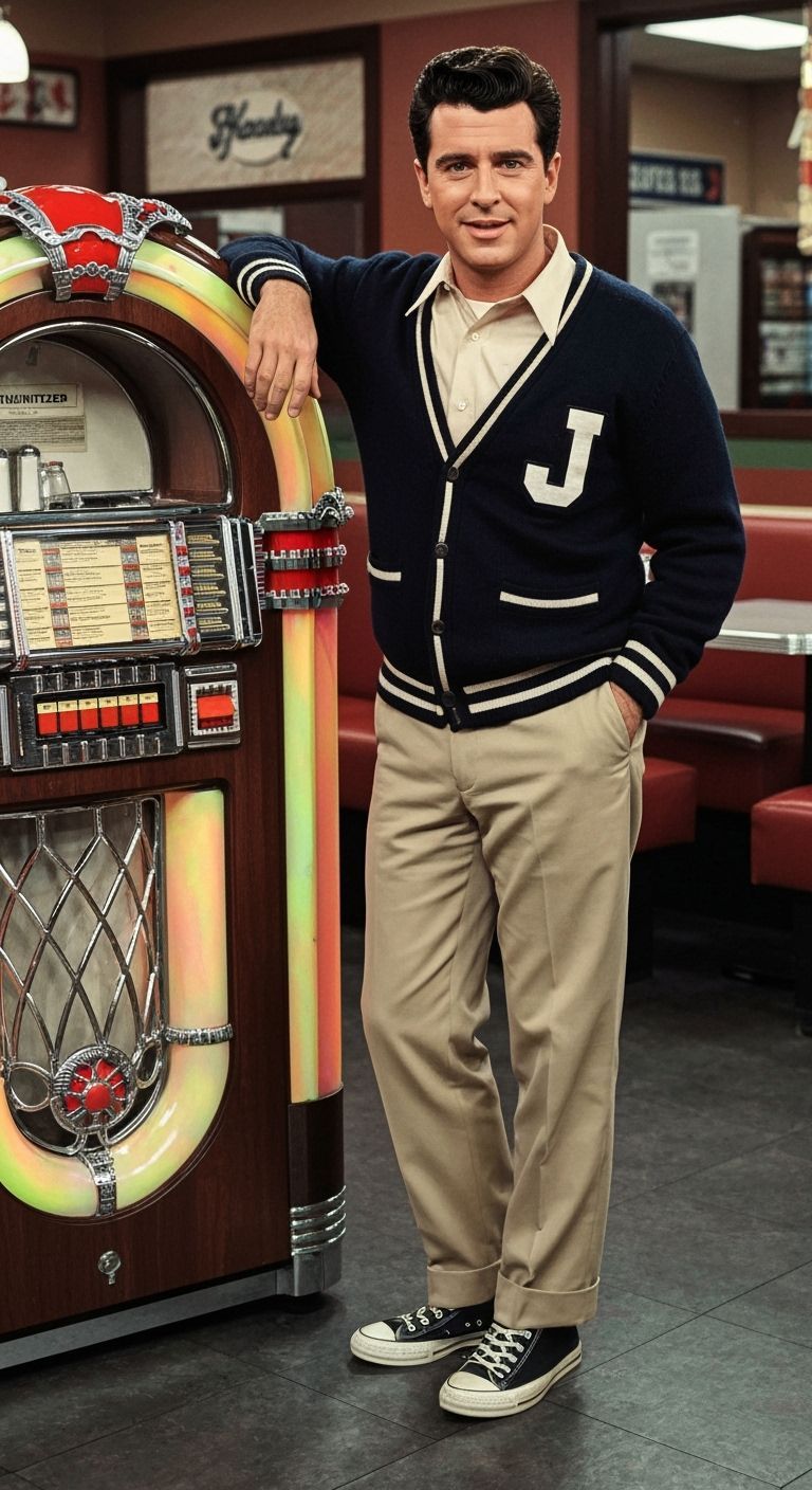 1950s Man in Diner as Graffiti Art