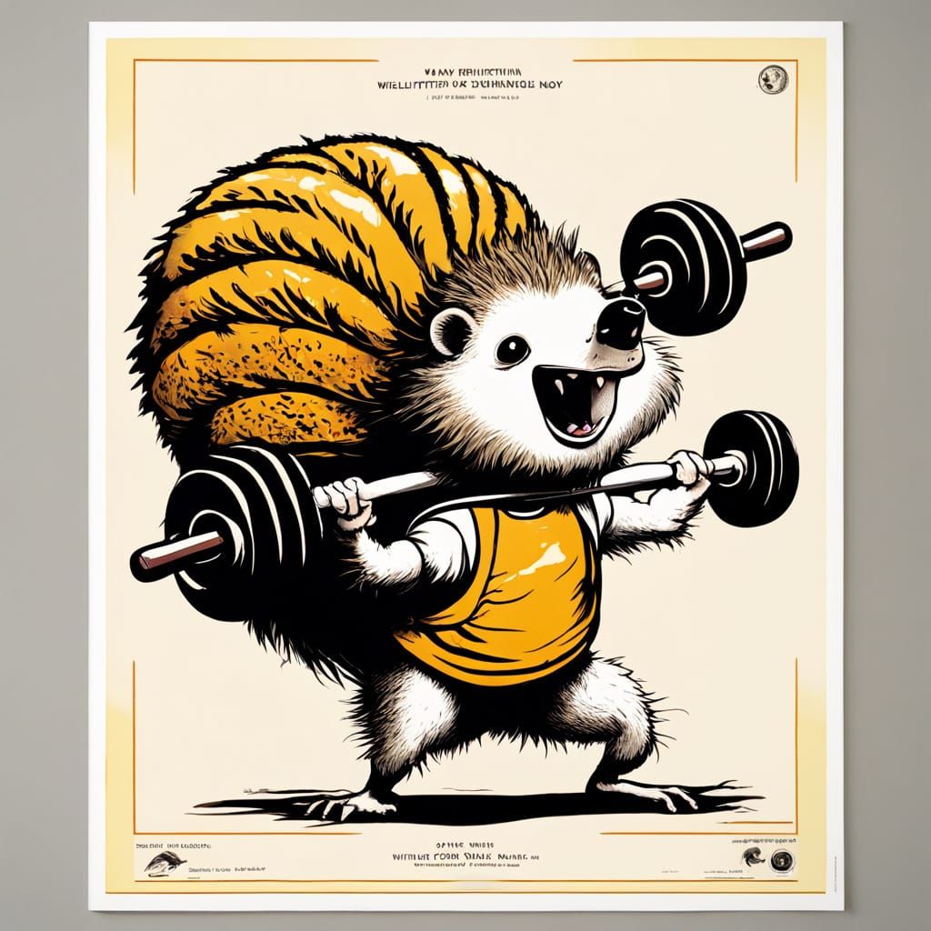Hedgehog Weightlifter & Snail Singer Sport Posters