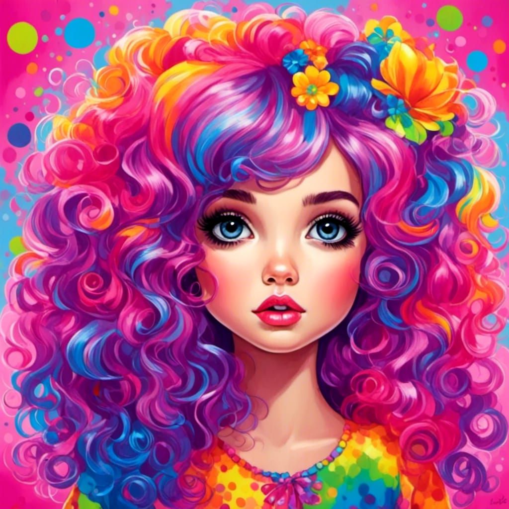 Cute fluffy hair girl style Lisa Frank  <lora:Warm Fuzzies:1...