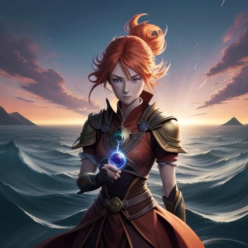 Elemental Monk Unleashes Kinetic Powers in Anime Style