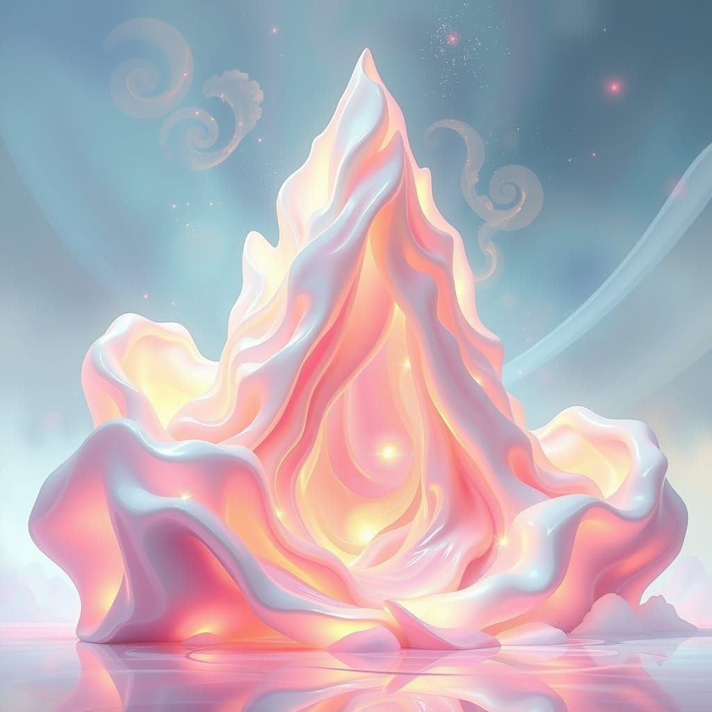 Surreal Monument in Soft Pastel Hues, Glowing Nebulae and Et...