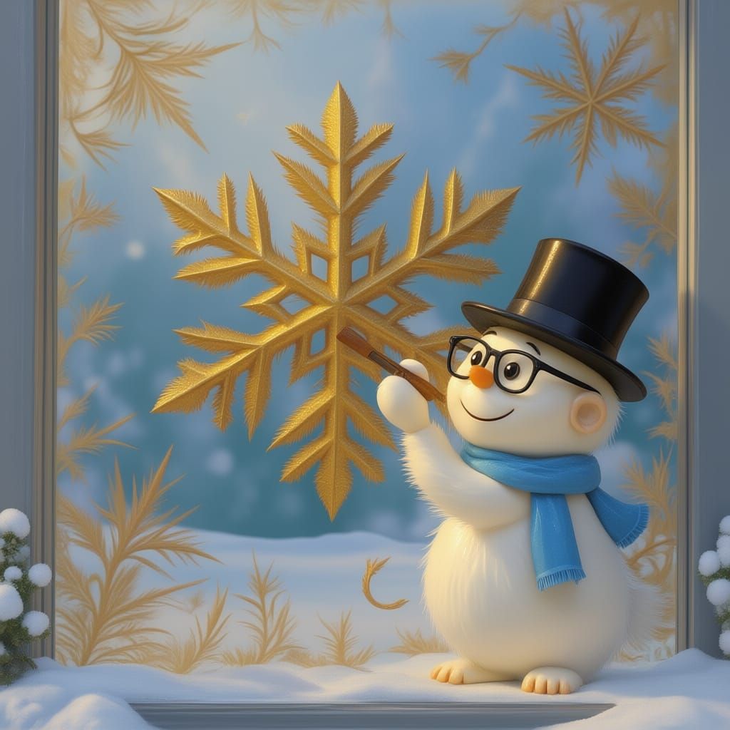 Anthropomorphic Snowflake Draws Frosty Patterns On Window