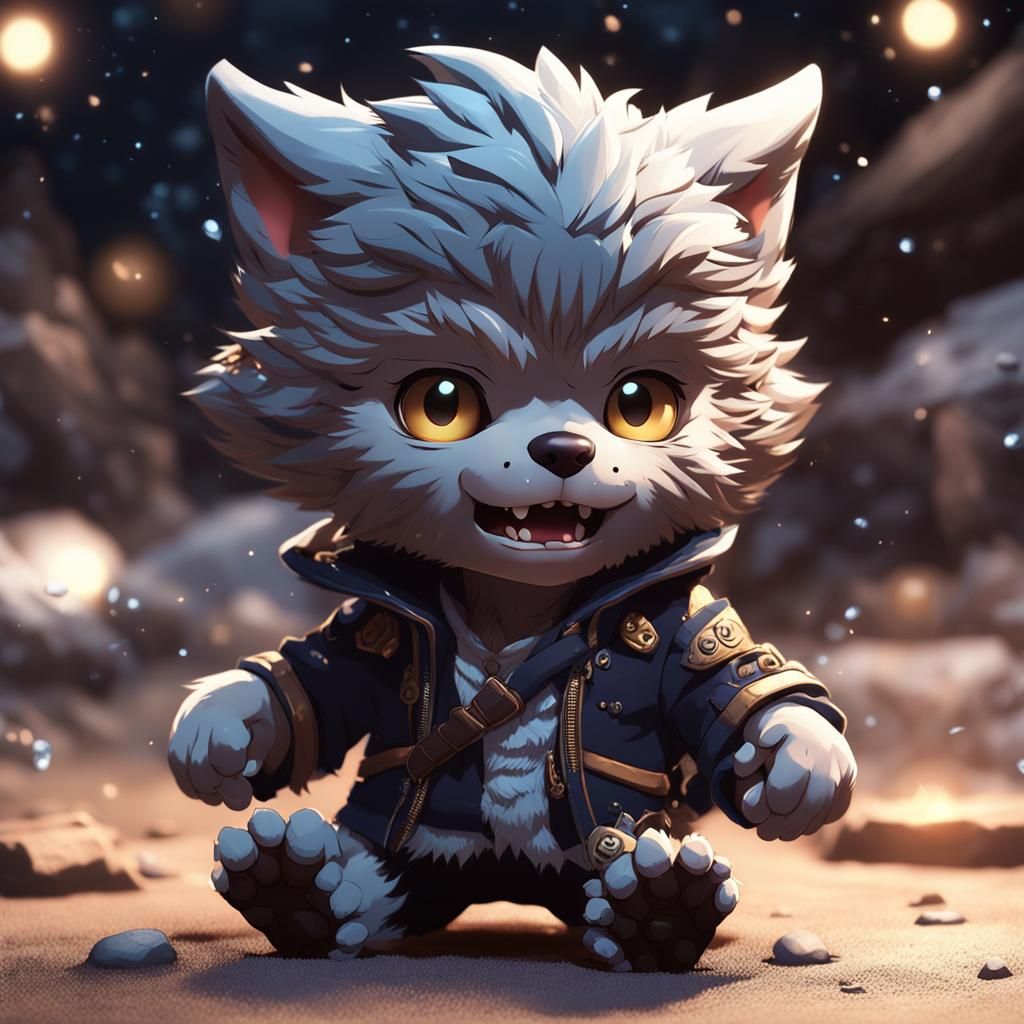 Chibi Baby Werewolf in 3D Anime Style