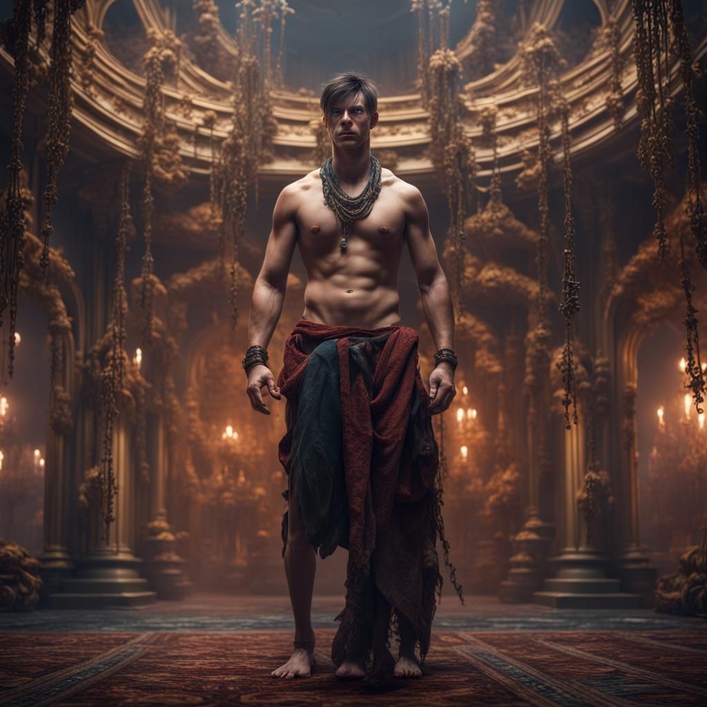 Detailed Fantasy Art of Nude Male Figure