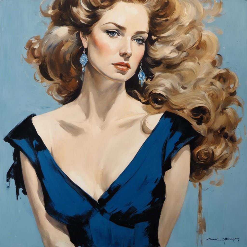 Ink Splash Portrait of a Blue Lady
