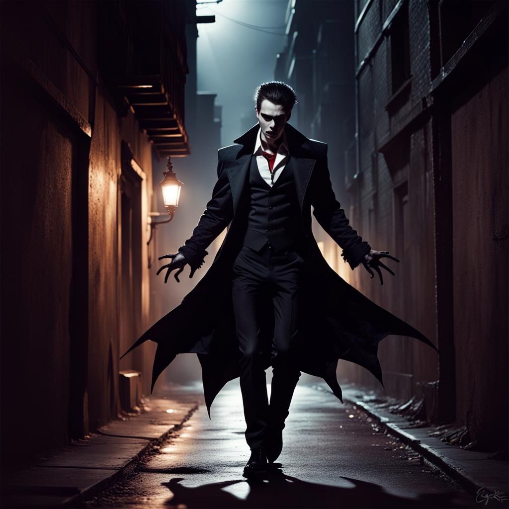 Sinister Vampires in Dark Alley, Dynamic Composition