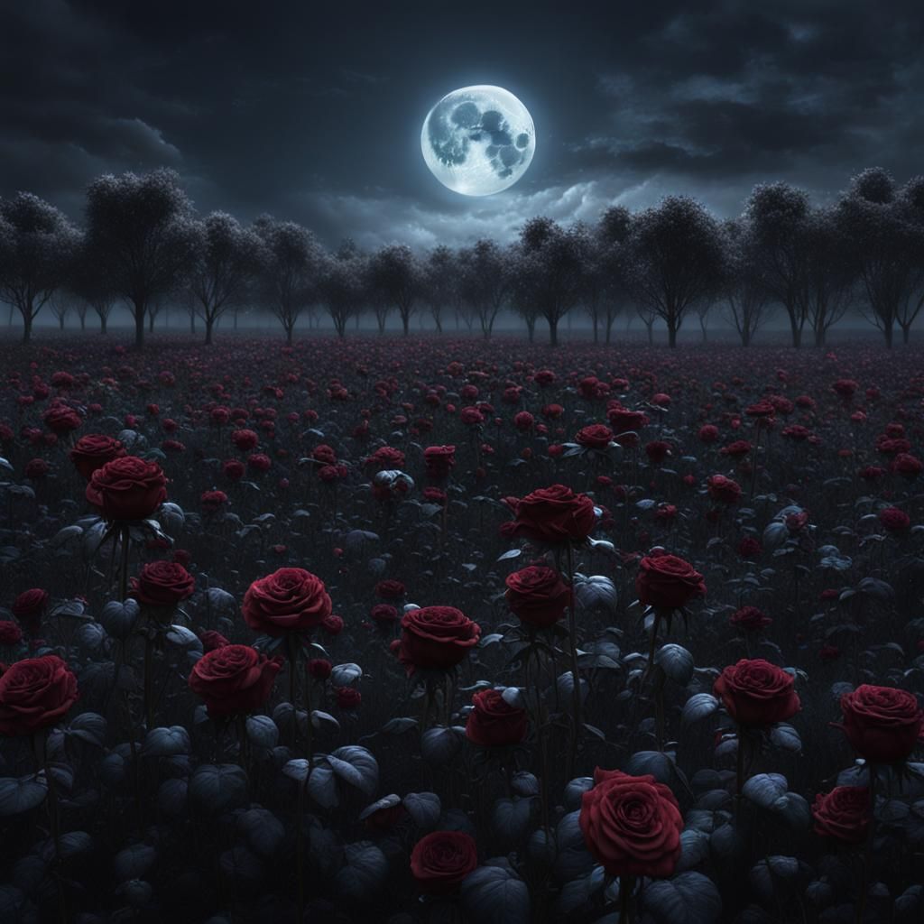 Full Moon Over Black Roses: Fantasy Concept Art