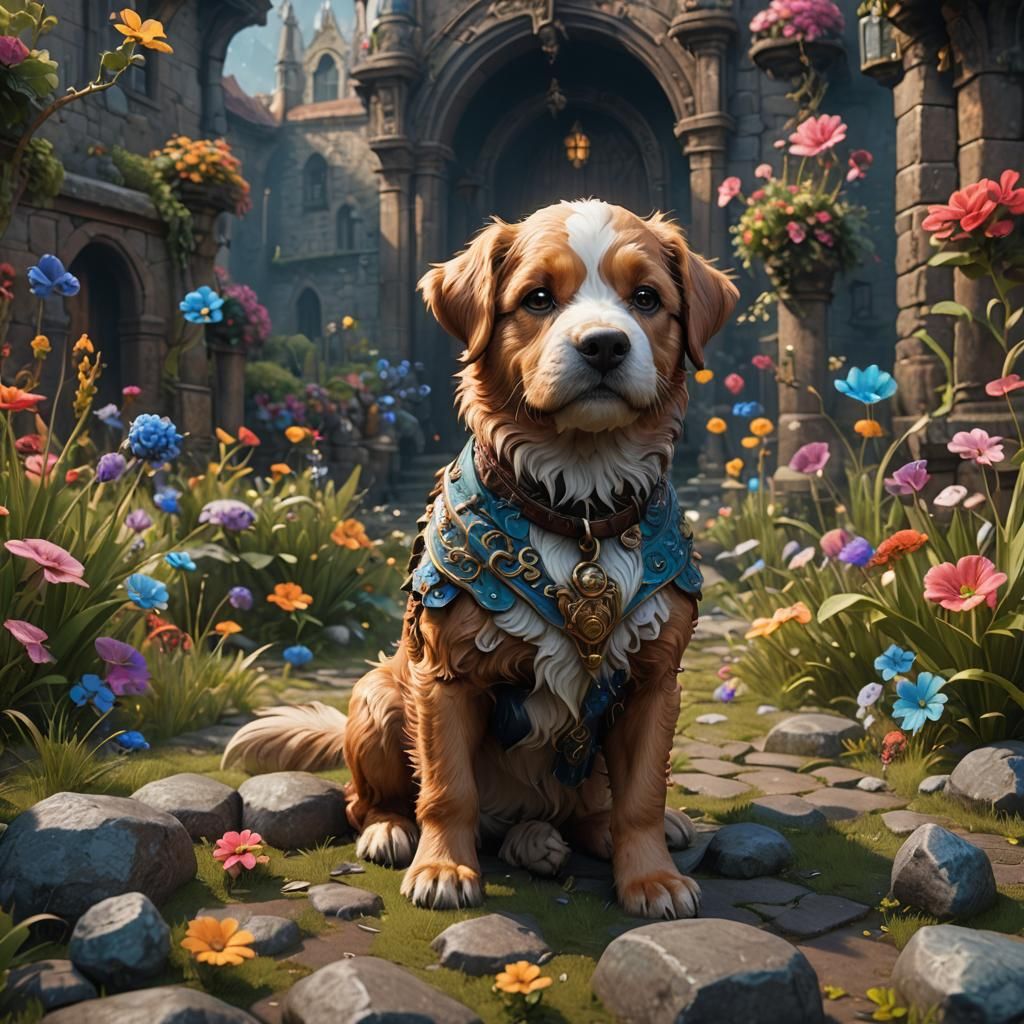 Cute Dog in Detailed Fantasy Concept Art