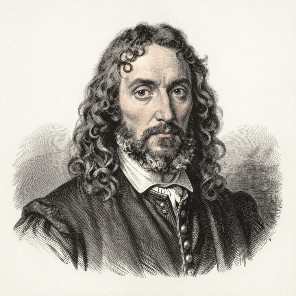 17th Century Gentleman Portrait in Lithography Style