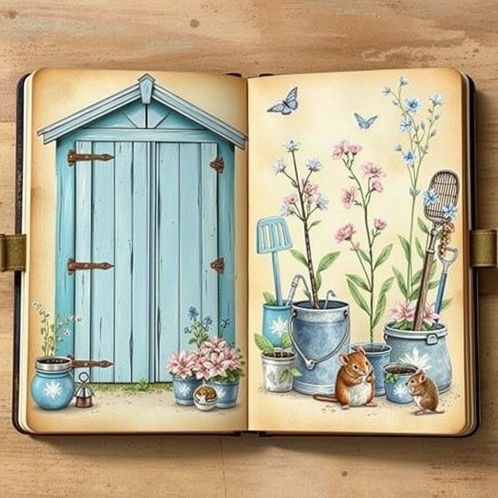 Dreamy Junk Journal Spread in Impressionist Style