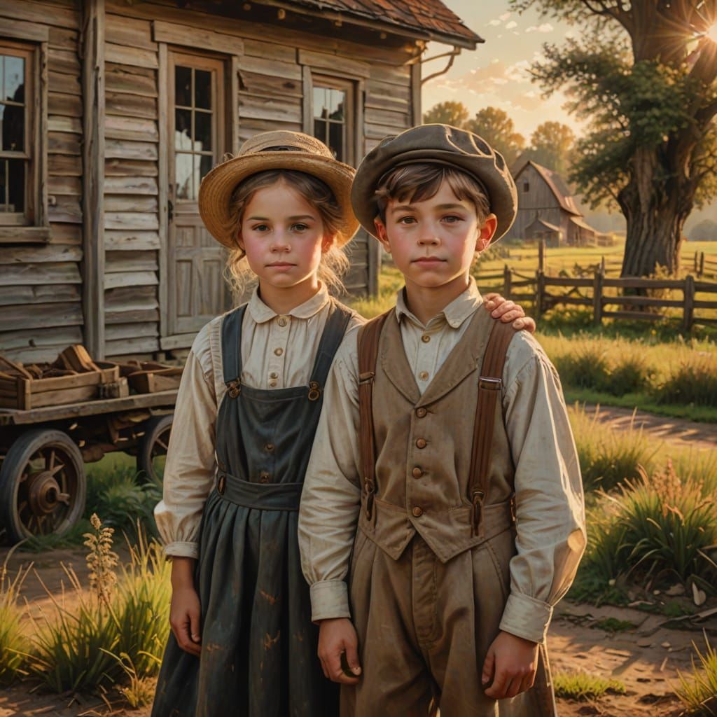 Nostalgic 19th Century Portrait in Oil Painting Style