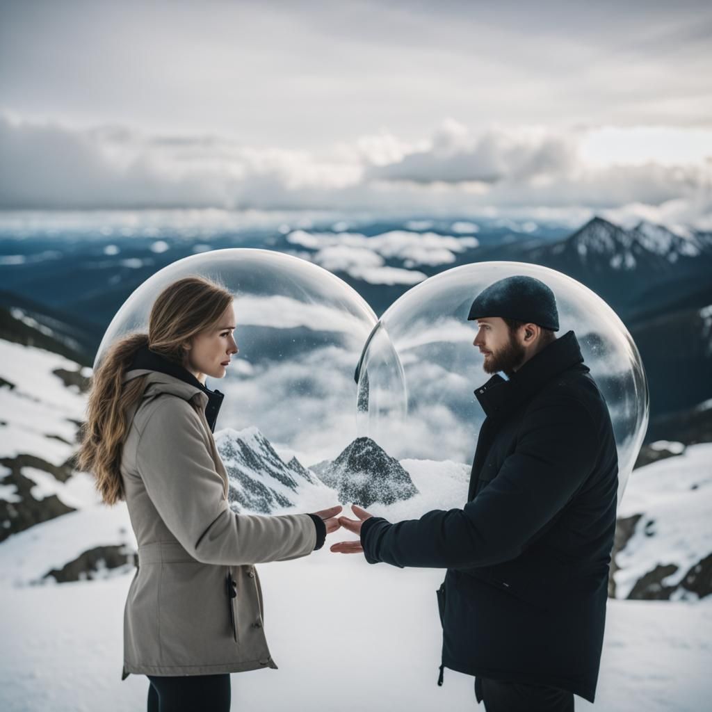 Distant Lovers in a Winter Landscape