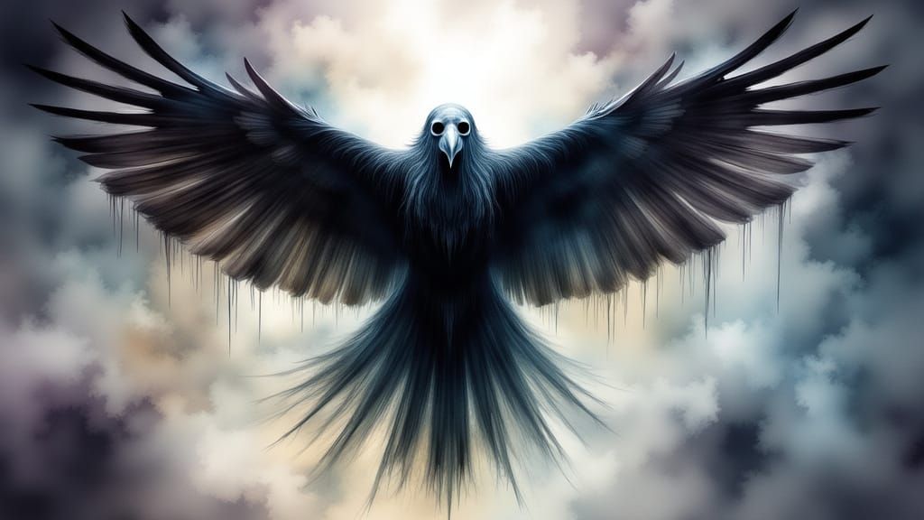 Mysterious Crow Carries Soul to Afterlife in Watercolour Sty...