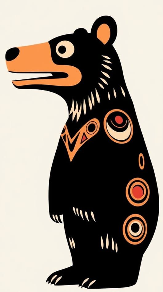 Aboriginal Style Kodiak Bear Totem