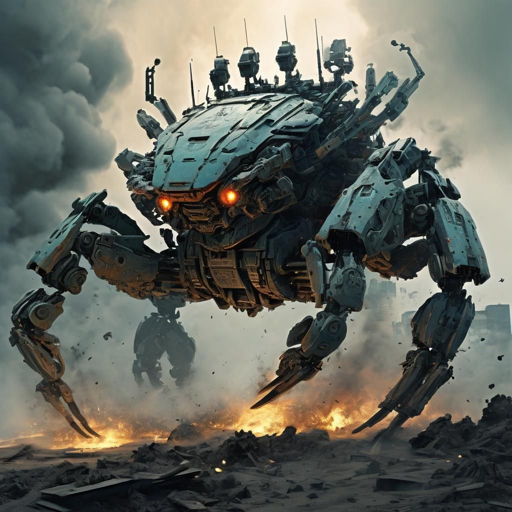 Futuristic Dystopian Robotic Crab Zoid in Hyperdetail