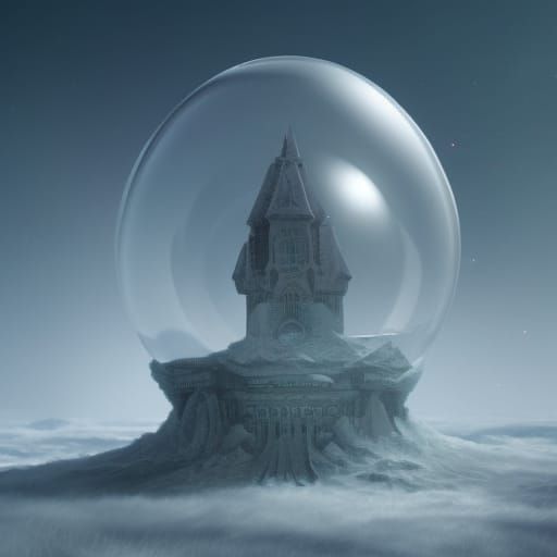 Alien Spaceship Abduction in Winter Snowglobe