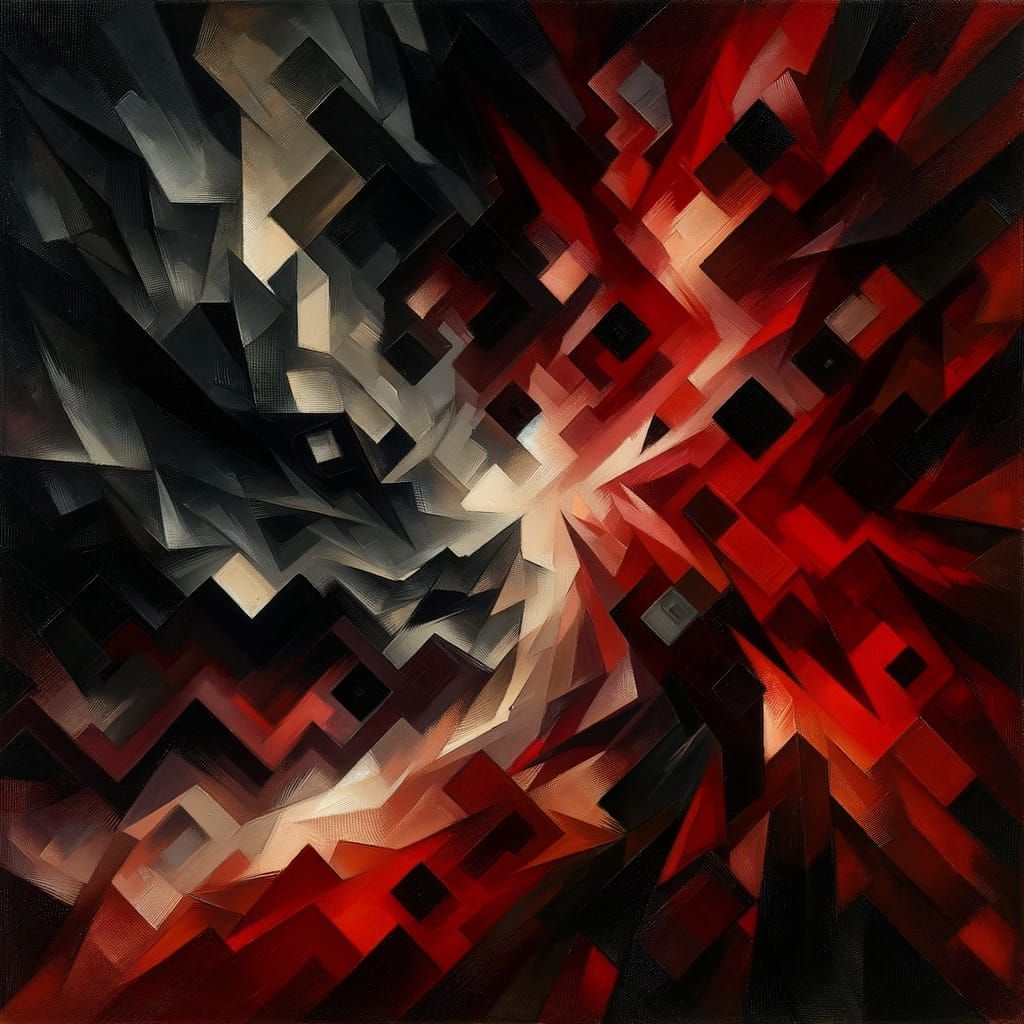 Abstract Hell in Early 20th-Century Cubist Style