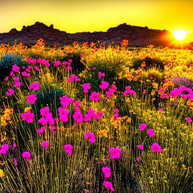 Desert Flowers at Sunrise in 8k Resolution
