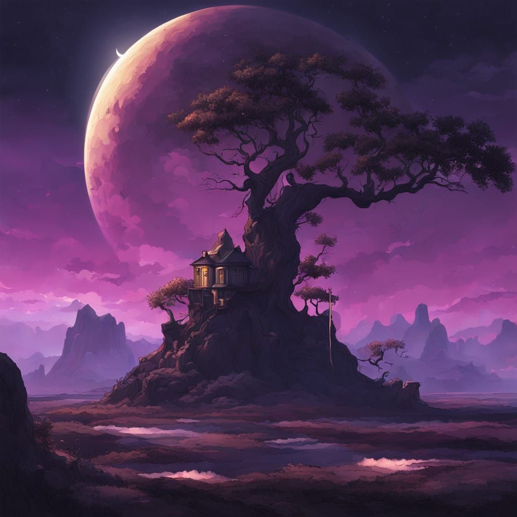 Moonlit Landscape of Mystery and Foreboding