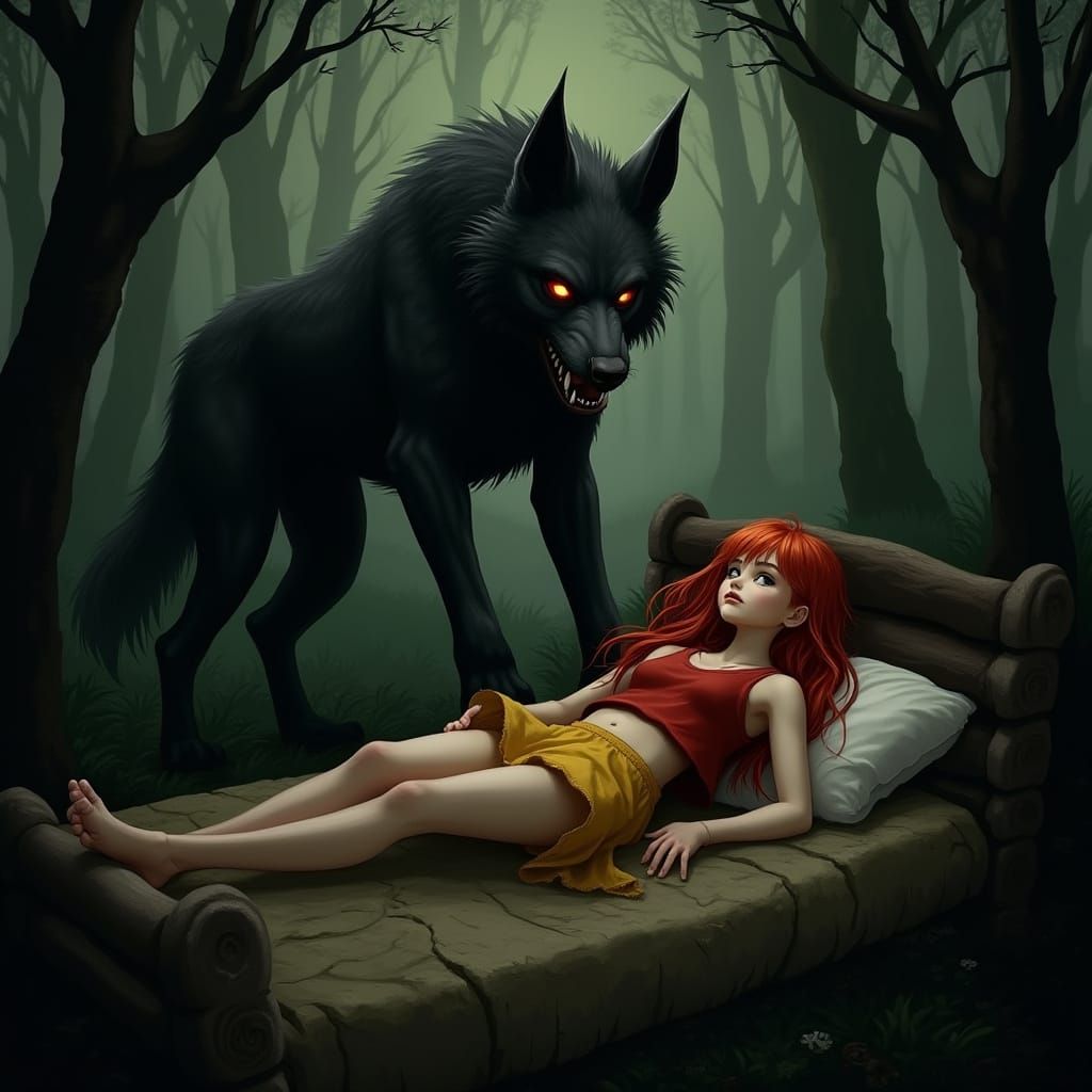 Ethereal Girl in a Dimly Lit Forest Scene, in a Cyberpunk Ae...