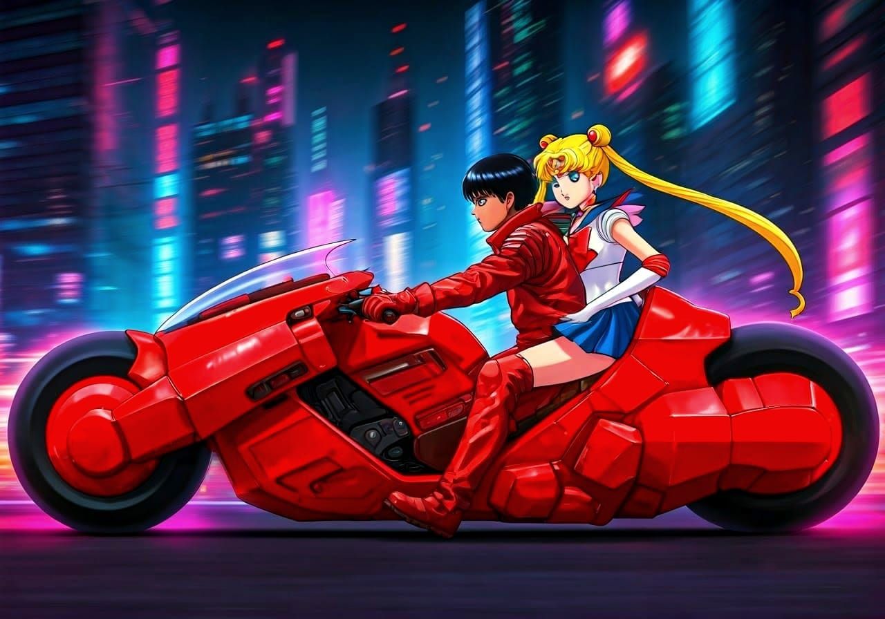 Shōtarō Kaneda and Sailor Moon in High-Speed Chase