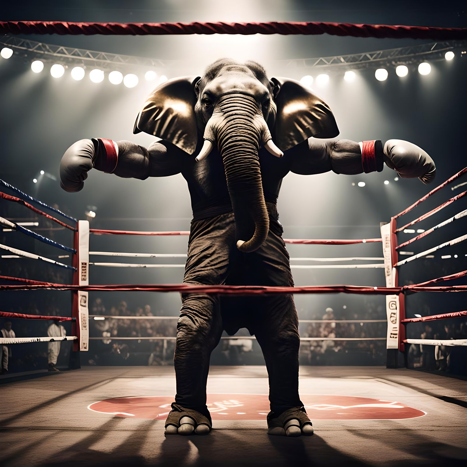Anthropomorphic Elephant Boxer in Arena