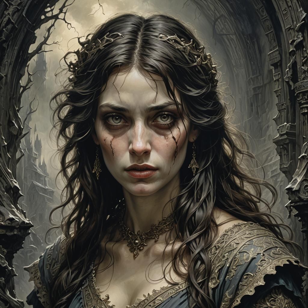 Dramatic Portrait of a Brunette Woman