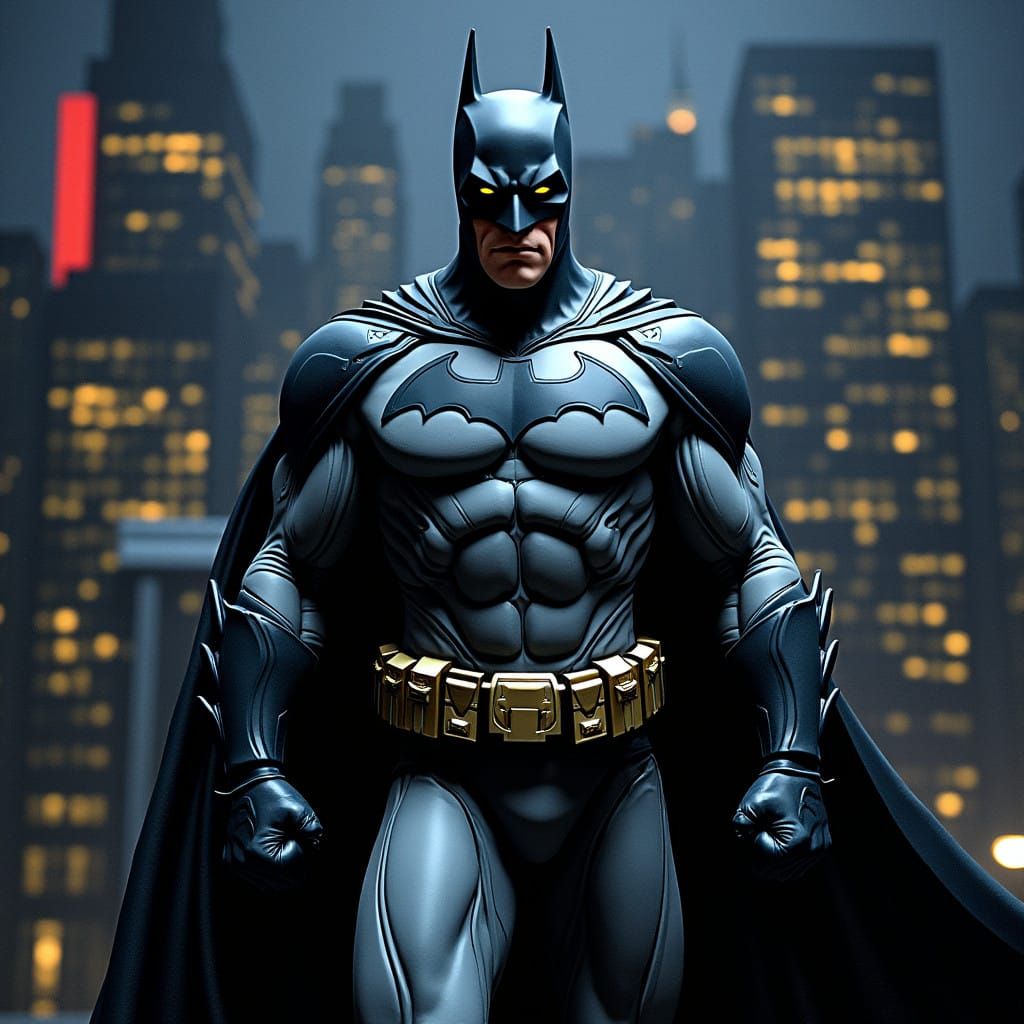 Batman in Futuristic Gotham City 3D Paper Cutout