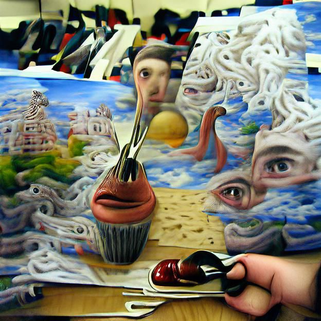 Detailed Surrealism Painting of an Imaginative Scene