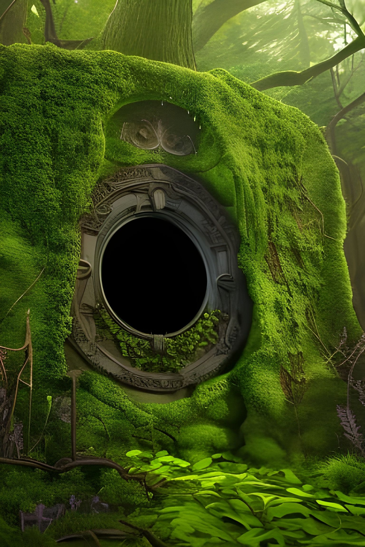 Enchanted Hidden Doorway in Fantasy Woodland