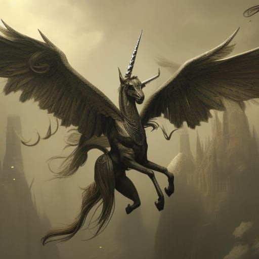 Epic Alicorn in Dark Fantasy Style