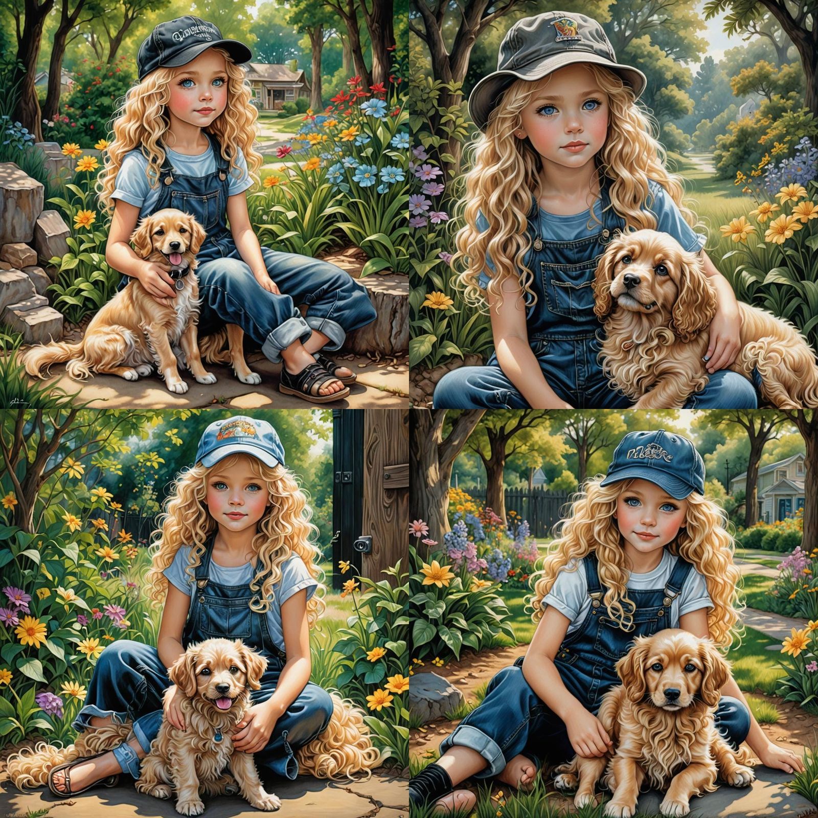 Girl with Dog in Realistic Colored Pencil Art