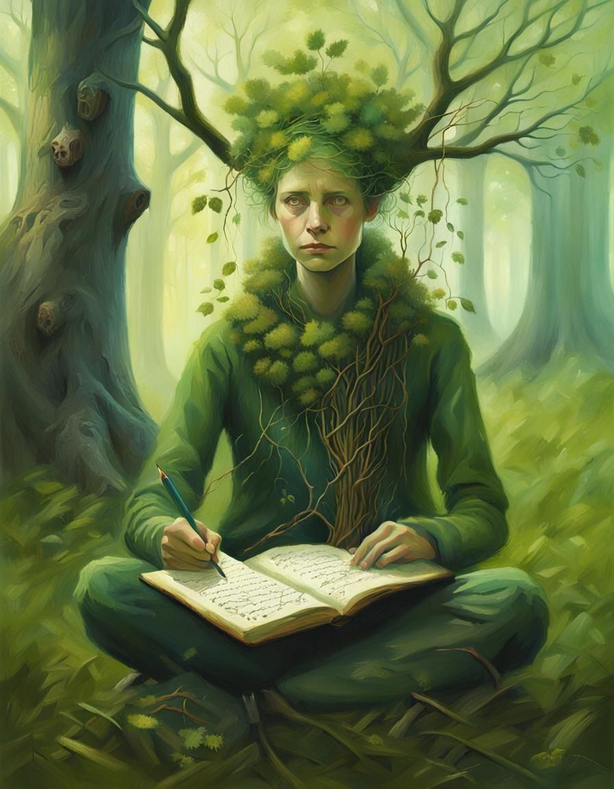 Surreal Deciduous Dryad Scribe Portrait