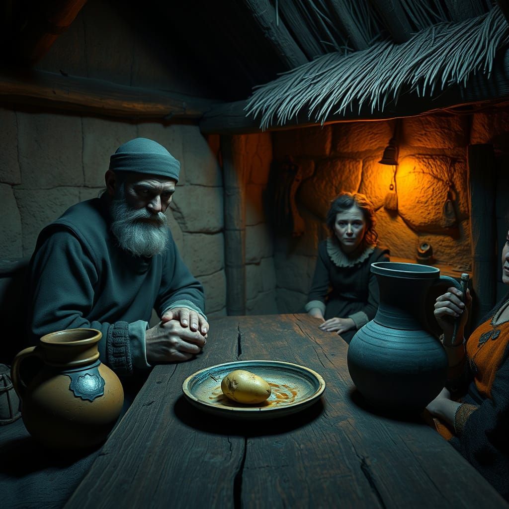 Medieval Family Suffers Hunger in a Dilapidated Hovel