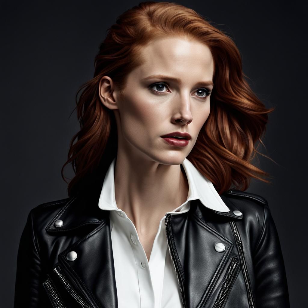 Jessica Chastain Portrait in Hyperrealistic Style