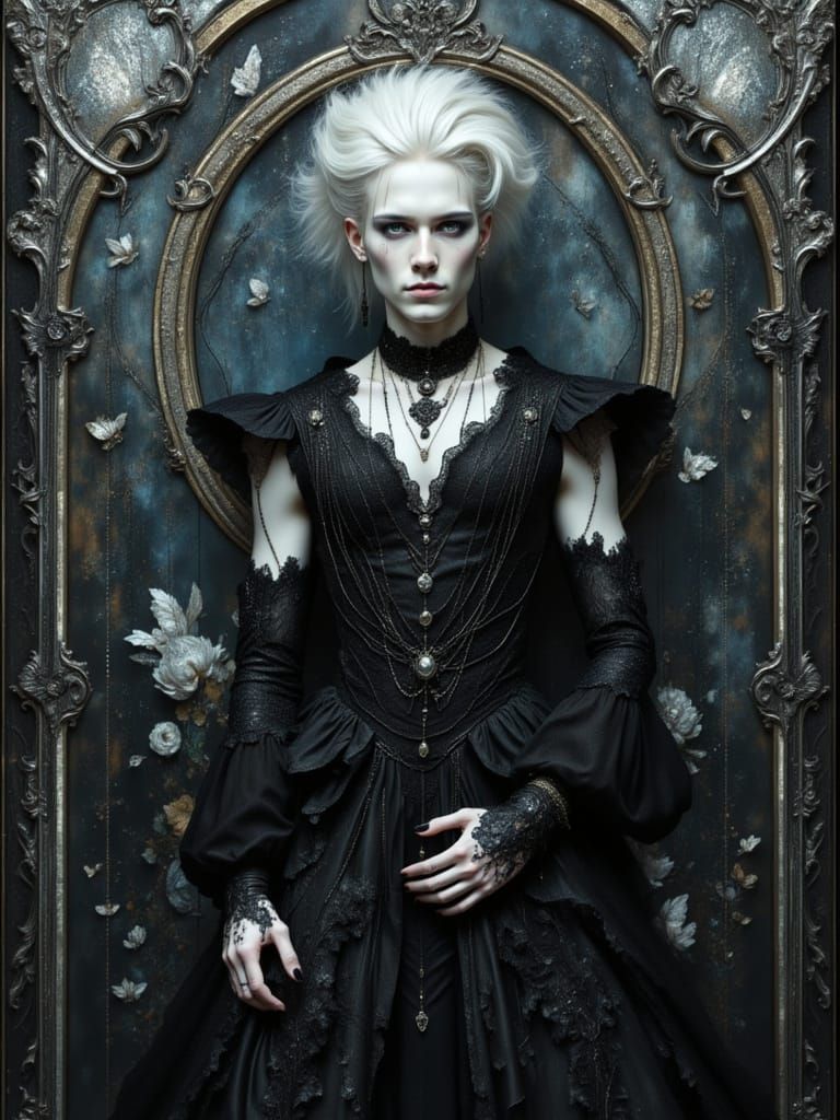 Gothic Fantasy Prince in Renaissance Oil Painting Style