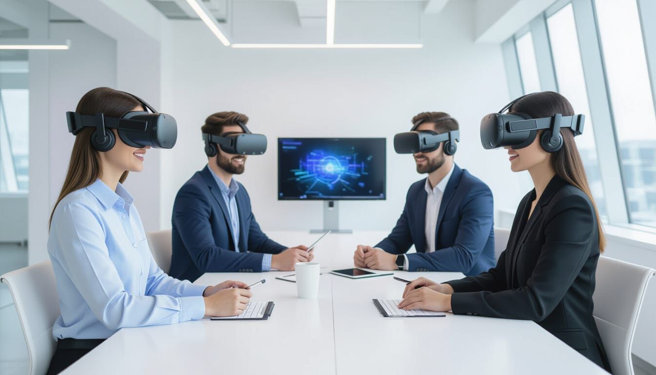 AR/VR Business Collaboration in Minimalist Office