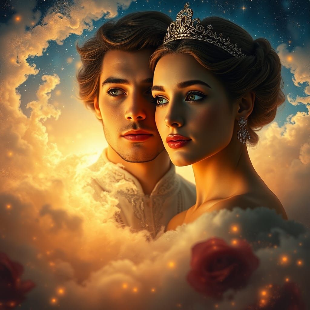 Cosmic Couple Portrait in Splash Art Style