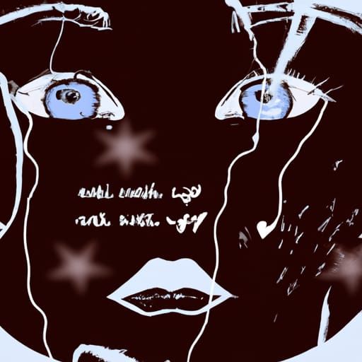 Cyberpunk Girl with Heterochromia Gazing at Stars