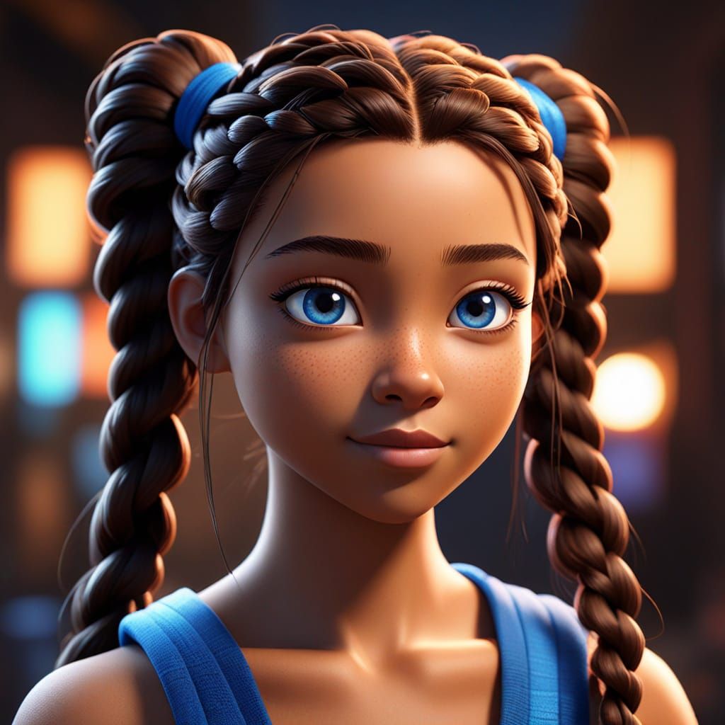 Cute Anime Girl in Vibrant Digital Art