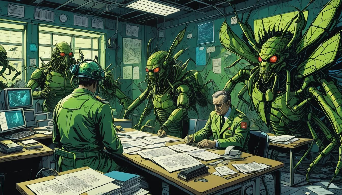 Chernobyl Insect Transformation in Polish Comic Style