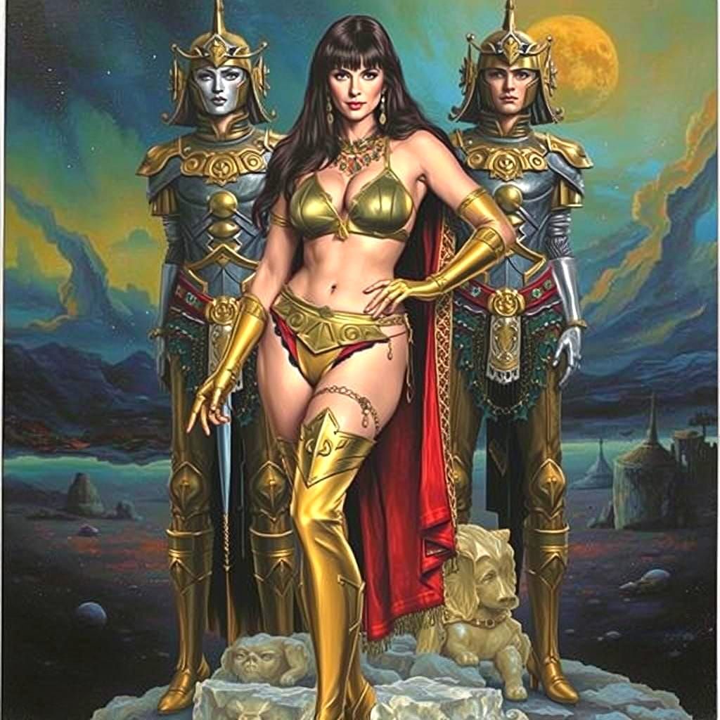 Space Princess in Gold Armor Portrait