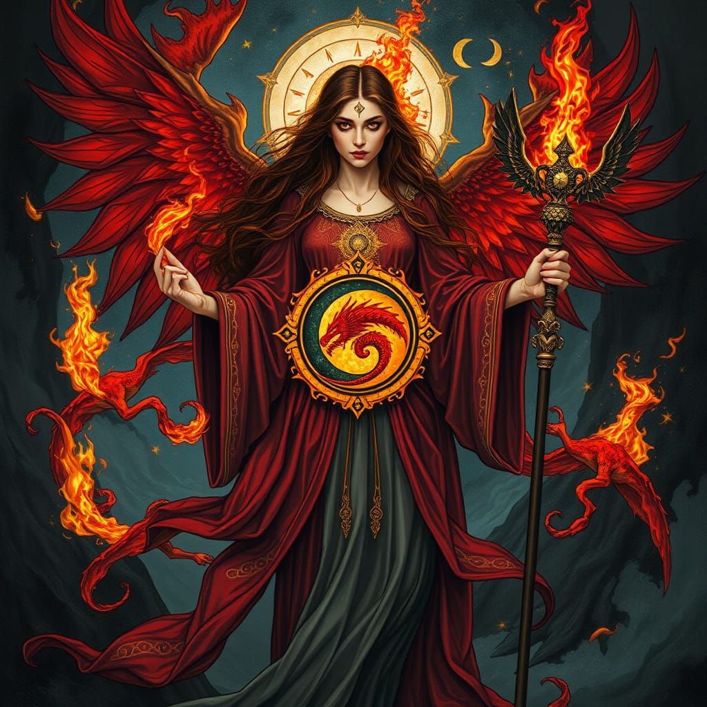 Mystical Starfire-Bearer in Pre-Raphaelite Celtic Style