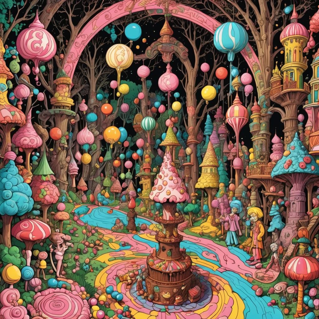 Decadent Candyland: High Contrast Fractal Line Art