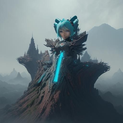 Detailed Matte Painting of Miku in Fantasy Art
