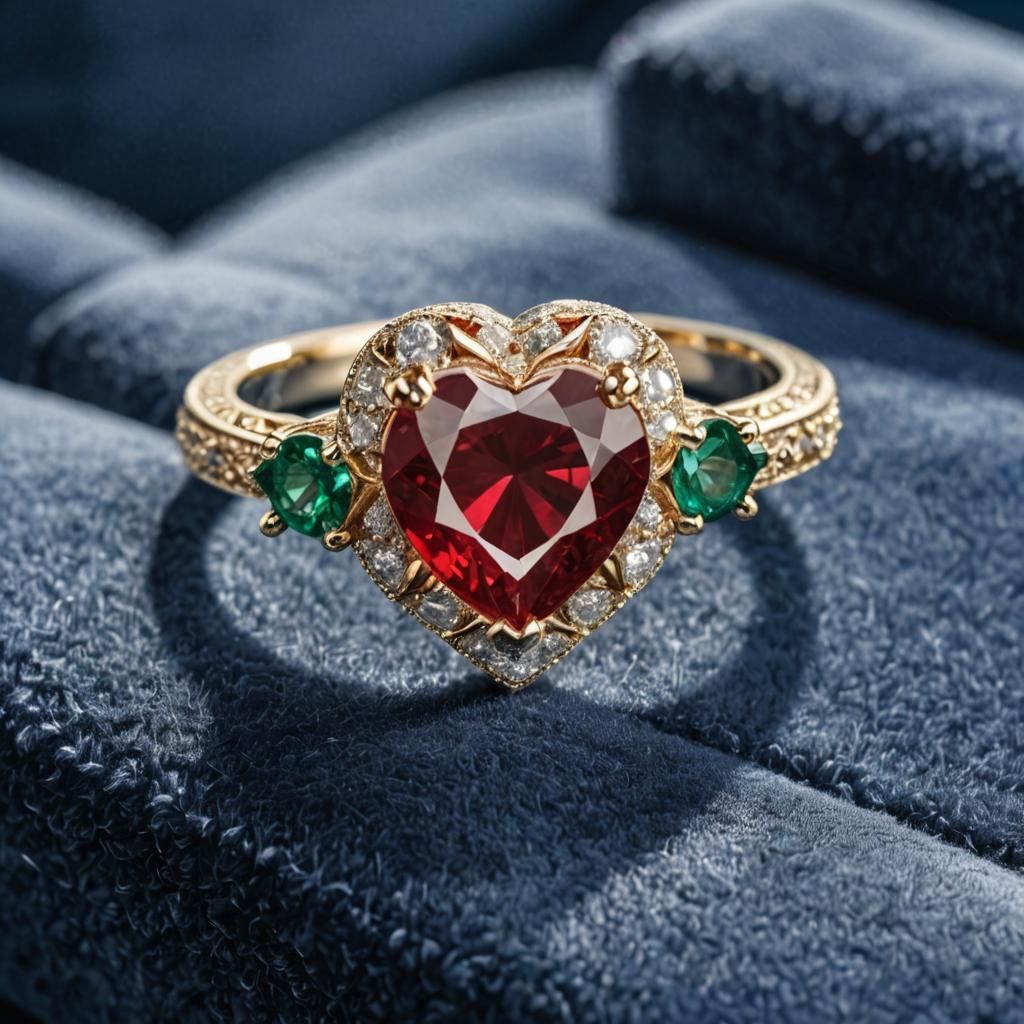 Exquisite Silver Ring with Ruby and Emeralds
