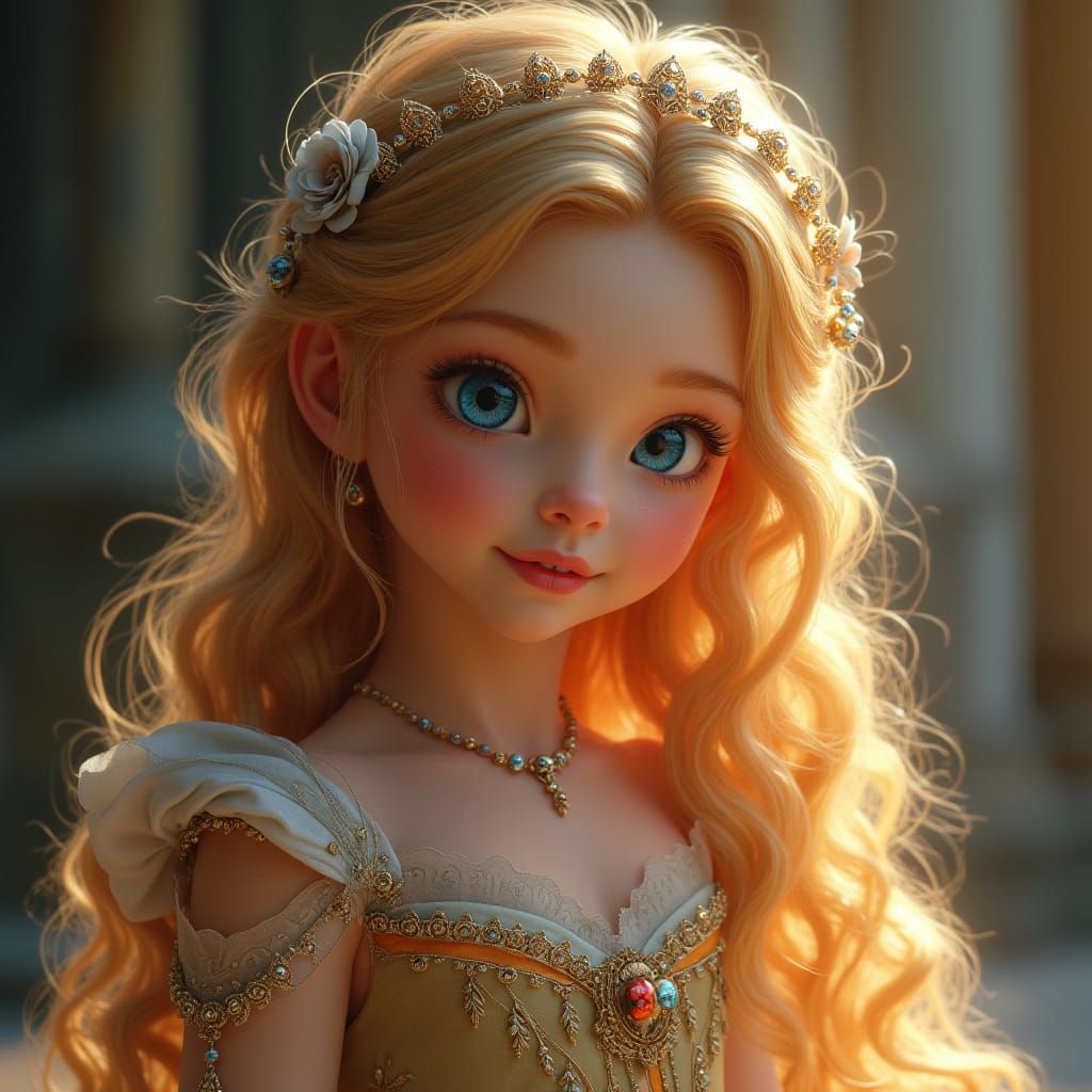 Fantasy Princess Portrait in Vibrant Realism